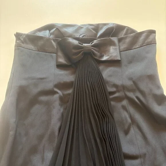 Escada Silk Strapless Black Back Bow Pleated Laser Cut out Prom Dance Wedding - Picture 7 of 11